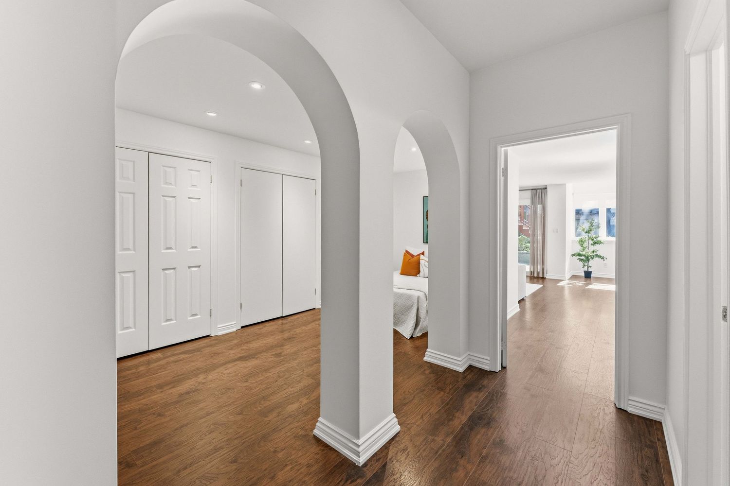 Interior hallway with white arches